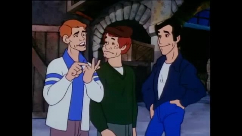 Cartoon The Fonz and the Happy Days Gang