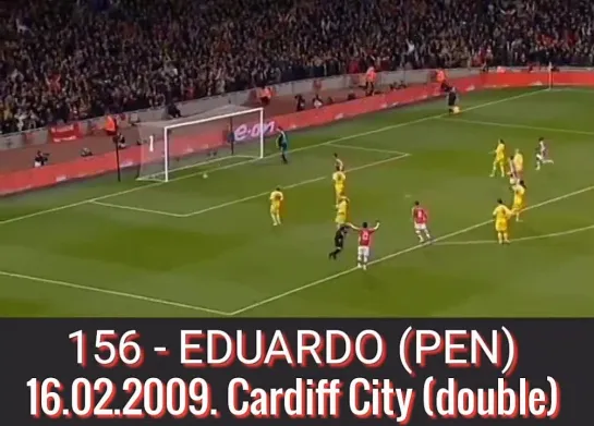 156 - ЭДУАРДО (пенальти),
16.02.2009. «Кардифф Сити» (дубль)./
156 - EDUARDO (penalty),
16.02.2009. Cardiff City (double).