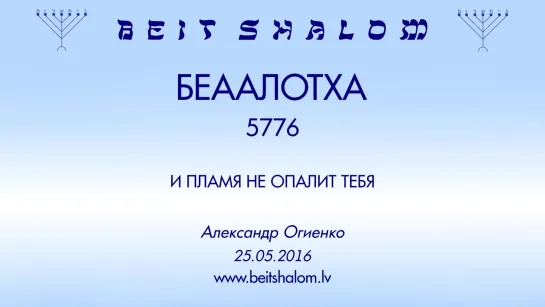 «БЕhААЛОТХА» 5776 «И ПЛАМЯ НЕ ОПАЛИТ ТЕБЯ» А.Огиенко (25.05.2014)