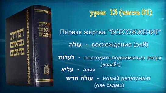 13 (1) «ЖЕРТВОПРИНОШЕ́НИЕ»|«Танахический иврит» — А.Давидов. ЕМО "МАИМ ЗОРМИМ" Израиль