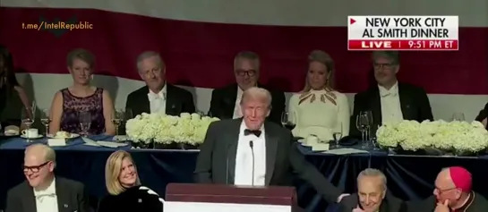 TRUMP BRUTALLY ROASTS KAMALA, DEMOCRATS AND LGBTQ CULTURE at Al Smith Dinner (annual charity event for impoverished Catholic chi