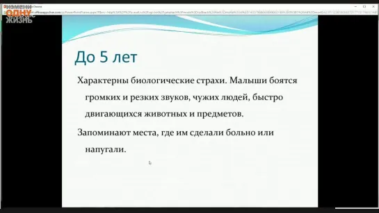 Видеозапись вебинара "Детские страхи"