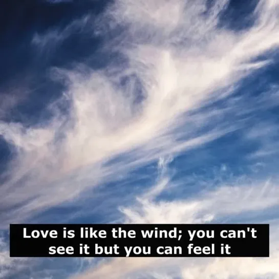 Цитаты на английском: Nicholas Sparks - Love is like the wind; you can't see it but you can feel it