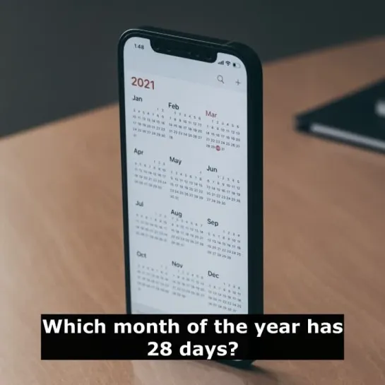 Загадки на английском языке: Which month of the year has 28 days?