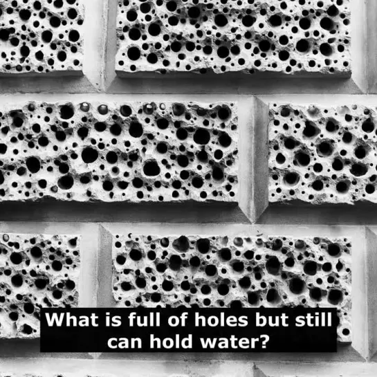 Загадка на английском языке: What is full of holes but still can hold water?