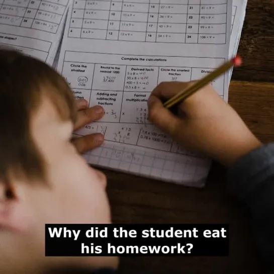 Шутки на английском языке: Why did the student eat his homework?