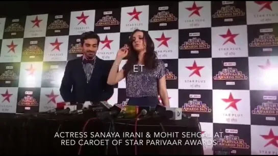 Live SPA 2017 _ Sanaya Irani  Mohit Sehgal At Red Carpet Of Star Parivaar Award