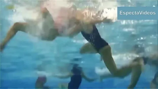 Womens Water Polo. Underwater Game