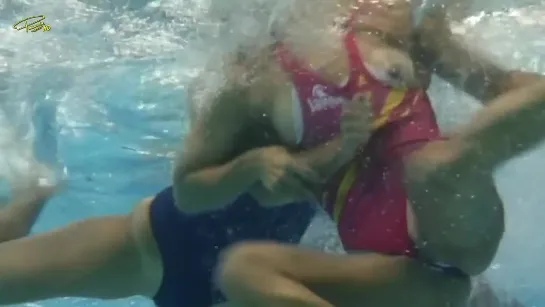 Womens Water Polo. Underwater Fights