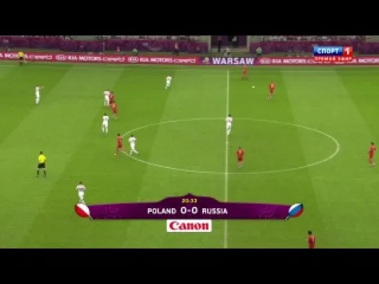 (EURO 2012) Польша - Россия 1:1 - 1 тайм