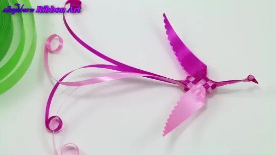 Птичка_DIY Easy ribbon swan _ วิธีพับเหรียญโปรยทานหงส์  _ LOOKNAM RIBBON ART