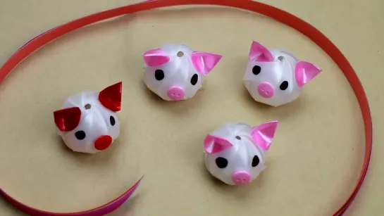 Поросята_DIY ribbon pig _ How to Make pig _ Easy ribbon pig