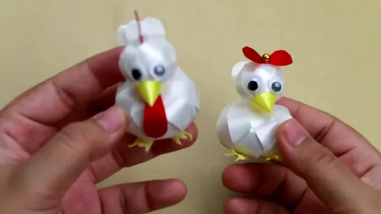 Птички_DIY ribbon chicken _ How to Make Easy ribbon chicken _ วิธีพับเหรียญโปรยทานไก่