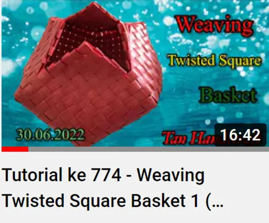 Tutorial ke 774 - Плетение Витой Квадратной Корзины Weaving Twisted Square Basket ( Strapping Band )