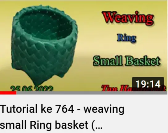 Tutorial ke 764 -Плетение маленькой кольцевой корзины   weaving small Ring basket ( hexagonal base ) plastic band