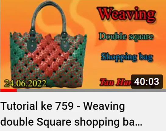 Tutorial ke 759 - Плетение двойной квадратной хозяйственной сумки  Weaving double Square shopping bag ( plastic band )