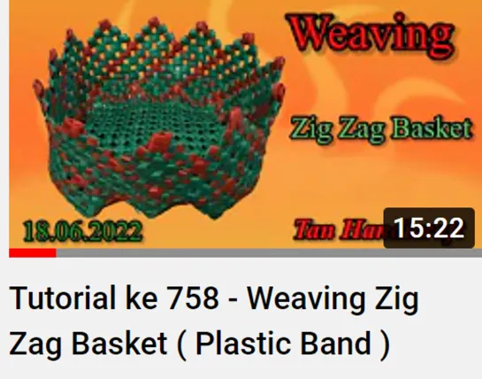 Tutorial ke 758 - Плетение Зигзагообразной корзины   Weaving Zig Zag Basket ( Plastic Band )