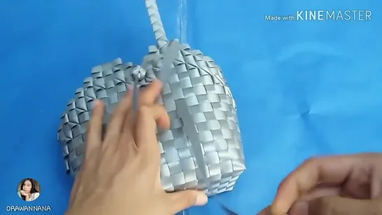 58_วิธีทำกระเป๋าจากเส้นพลาสติก (ทรงรูปหัวใจ) How to make bags from plastic lines