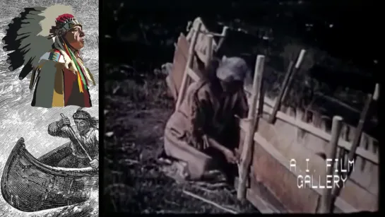 ✔️ How Indians (Native Americans) build traditional Canoes - Cherokee Bridges. 1946 documentary