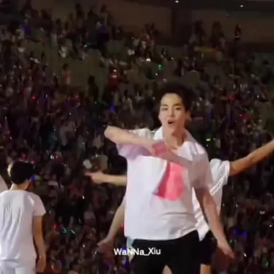 140815 SMTown Live Tour in Seoul - Zhou Mi plays with Xiumin hands