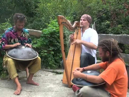 Alizbar  & Amin Varkonyi & Norbi Pan / Celtic harp improvisation and Two Hang /Hungary/ Pilis