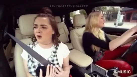 Sophie Turner and Maisie Williams in "Carpool Karaoke: The Series"