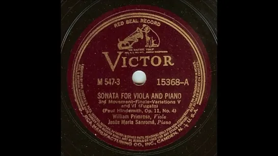 Paul Hindemith Viola Sonata No. 1 in F (William Primrose, 1938)