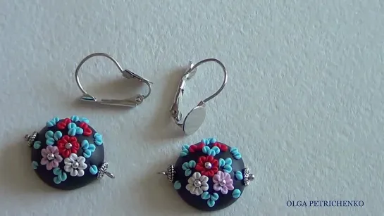 Серьги из полимерной глины. Цветочная филигрань. Earrings made --of polymer clay. Floral filigree.