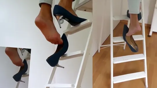 losing high heel on ladder #Feet #Soles #Fetish