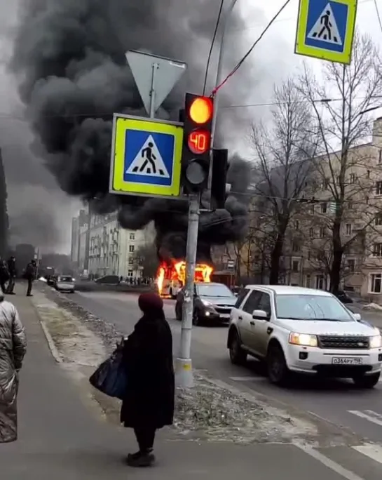 В Петербурге горит маршрутка