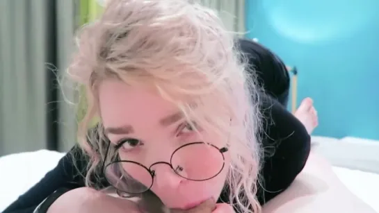 Deep Bunny Hole - Blonde Nerdy Teen with Glasses Sloppy Face Fuck