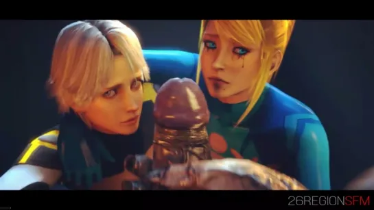 Christie and Samus Vs alien mercenary (Metroid, Dead or Alive sex)