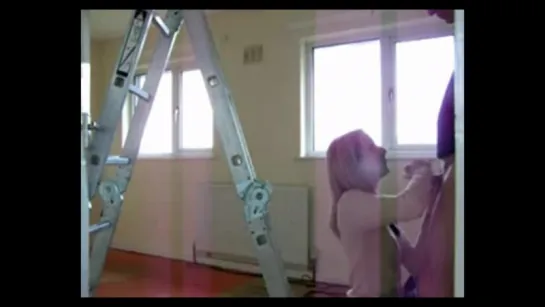 beautiful teenage blonde screaming fucking stand by ladder from behind