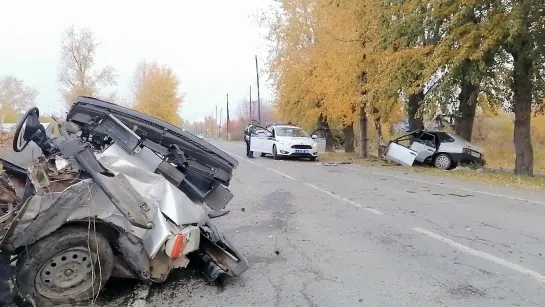 "Девятка" порвалась об столб