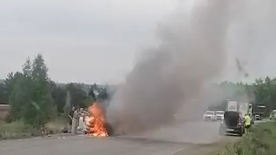 В секретном городе сгорела иномарка