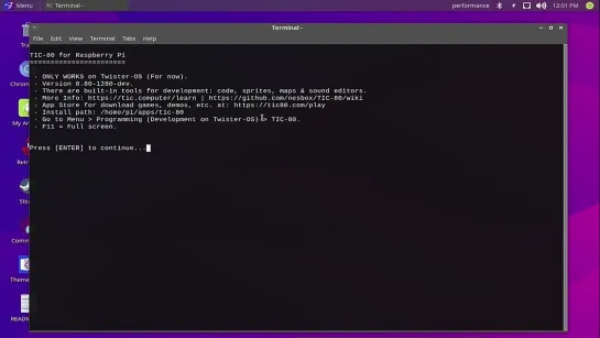 [Jose Cerrejon] PiKISS installs today... TIC-80 Free Fantasy Computer on Raspberry Pi