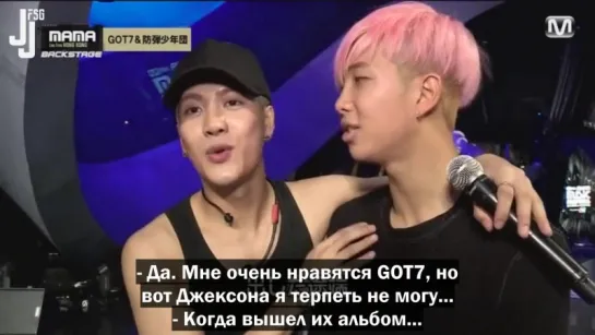 [151225] GOT7, BTS и TWICE за кулисами МАМА [русс. саб]