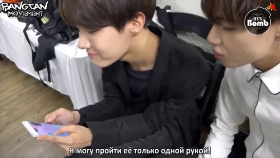 [RUS SUB][BANGTAN BOMB] Playing the rhythm game (.and Vs making a song)