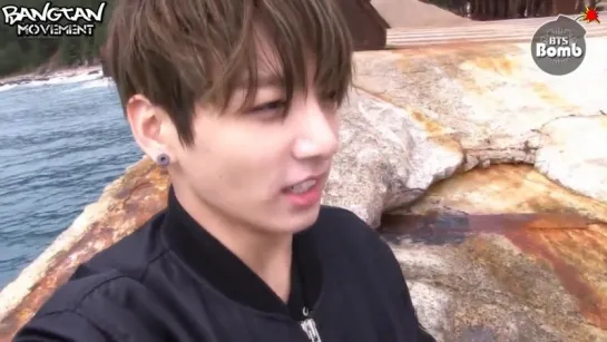 [RUS SUB][BANGTAN BOMB] Jung Kook's self-cam with seagull in the sea (Jacket Shooting)