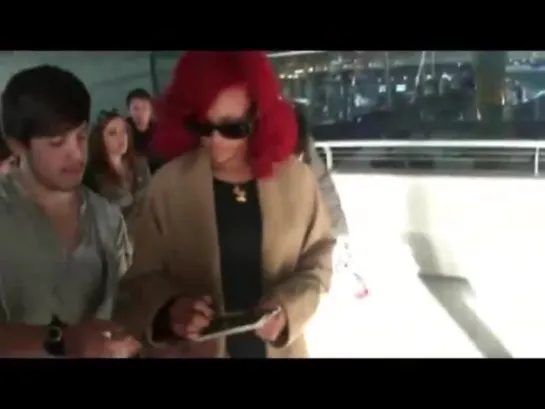 Rihanna meeting fans in Madrid