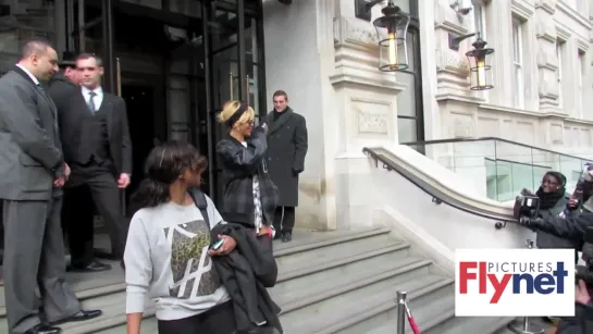 Rihanna leaves her London hotel on her birthday