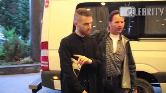 Hurts greet fans near hotel in Moscow, 09.07.2016