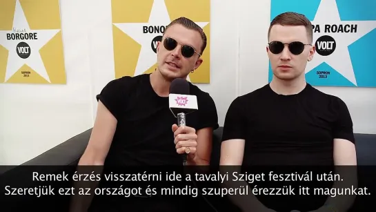 Hurts interjú / interview @ VOLT 2013