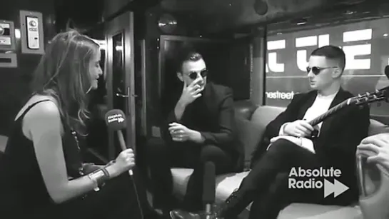 Hurts on their tourbus at the Isle of Wight Festival 2011