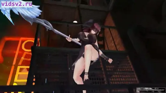 action taimanin 3d улыбка breasts ночное небо holding weapon простой фон jumping небо official alternate costume блестящая кожа