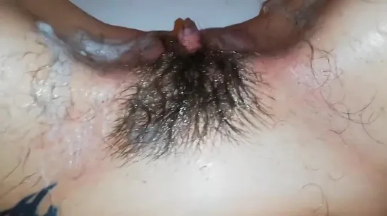 Моё бритье с волосатой киской крупным hairy pussy vagina pissing closer look