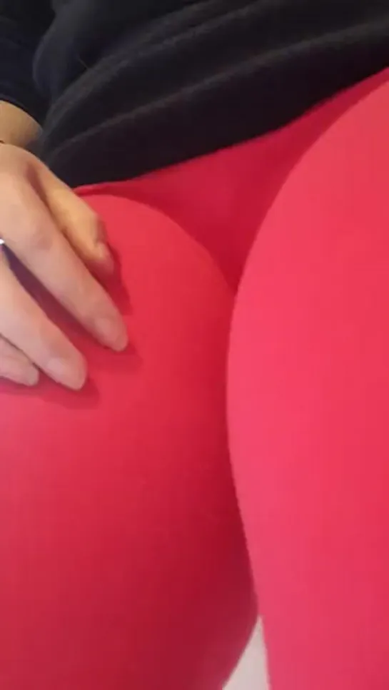 Pissing My Red Yoga Pants In Bathroom