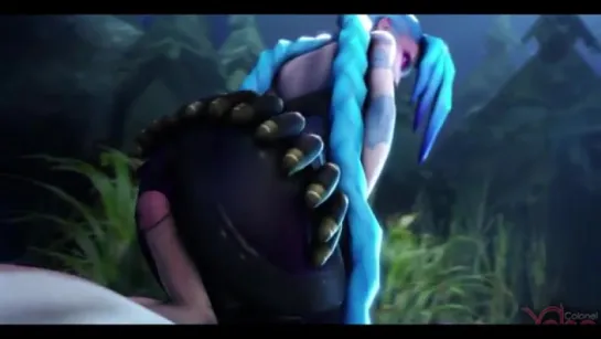 Jinx jerking off with her ass. League of legends sex, hentai, porno