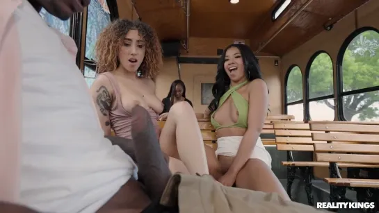 Kira Perez, Ameena Greene - The Fucking Public Bus Threesome [All Sex, Hardcore, Blowjob, Gonzo]