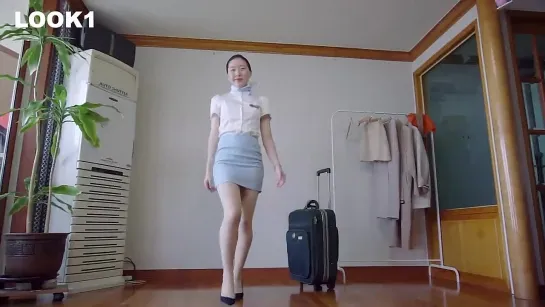 SUB)4K 항공사 승무원 유니폼 스타일 오피스룩 룩북(ft.스타킹) - cabin crew outfit office